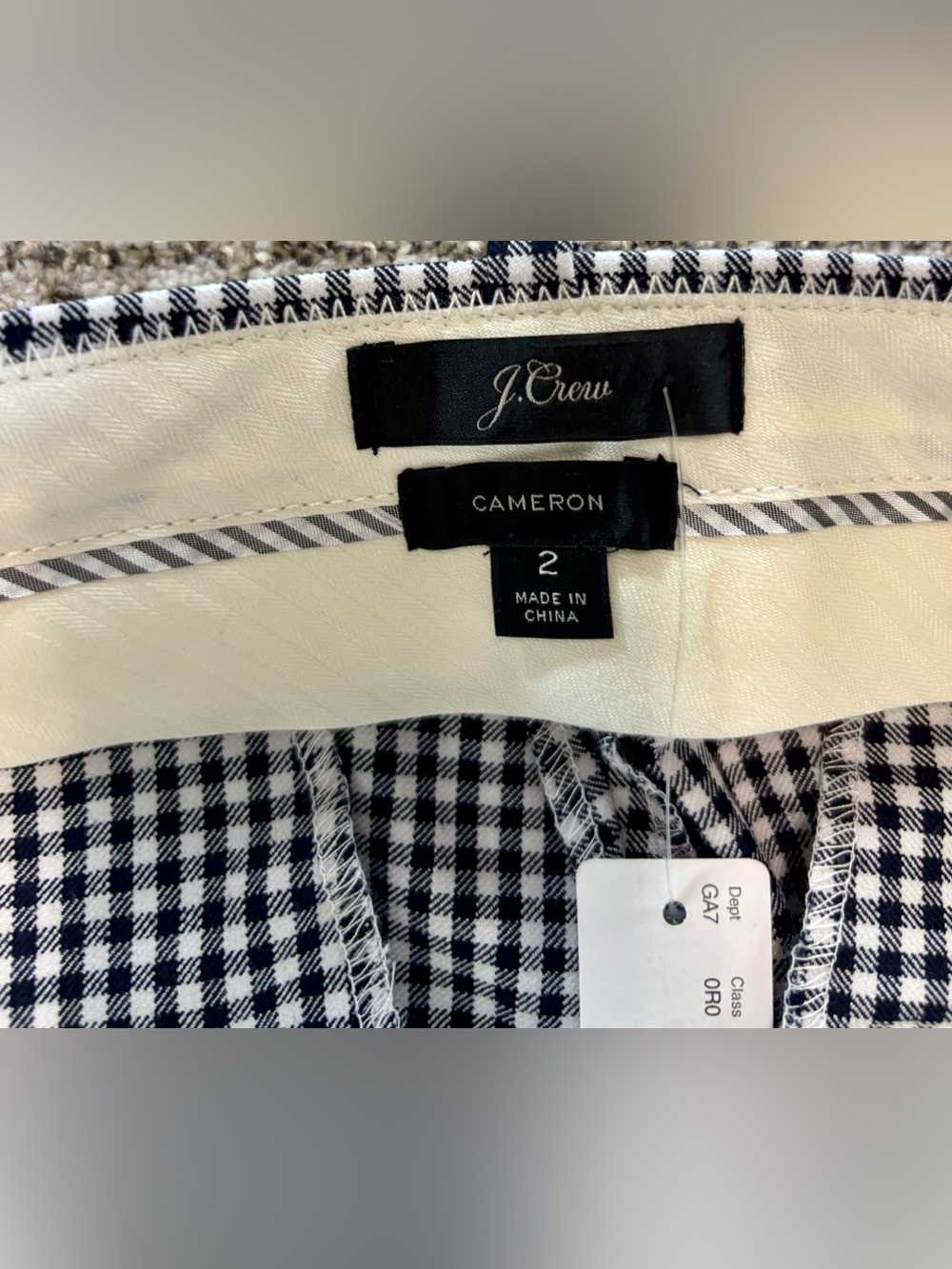 NWT J. Crew Women’s Size 2 Black-White Gingham Checkered Cameron Pants - Picture 3 of 11
